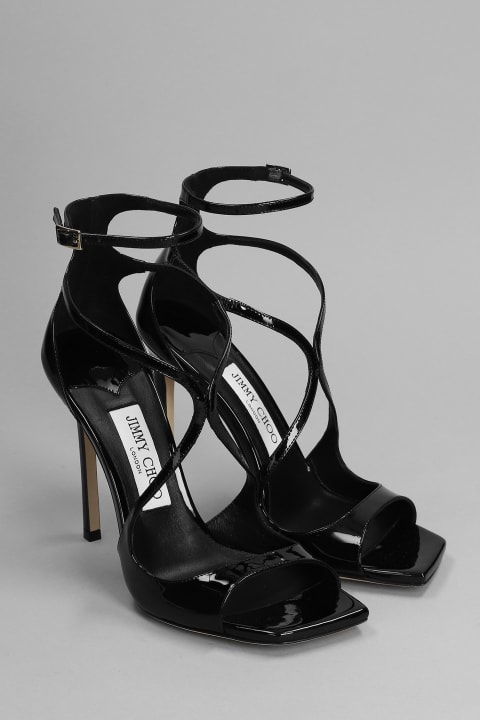 Jimmy Choo Shoes Sale for Women Jimmy Choo Azia 110 Sandals In Black Patent Leather