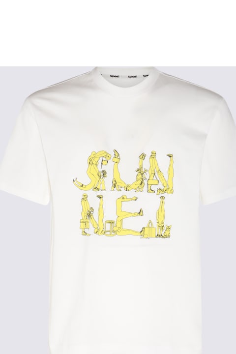 Sunnei Topwear for Men Sunnei White And Yellow Cotton T-shirt