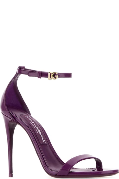 Dolce & Gabbana Purple Leather Keira Sandals
