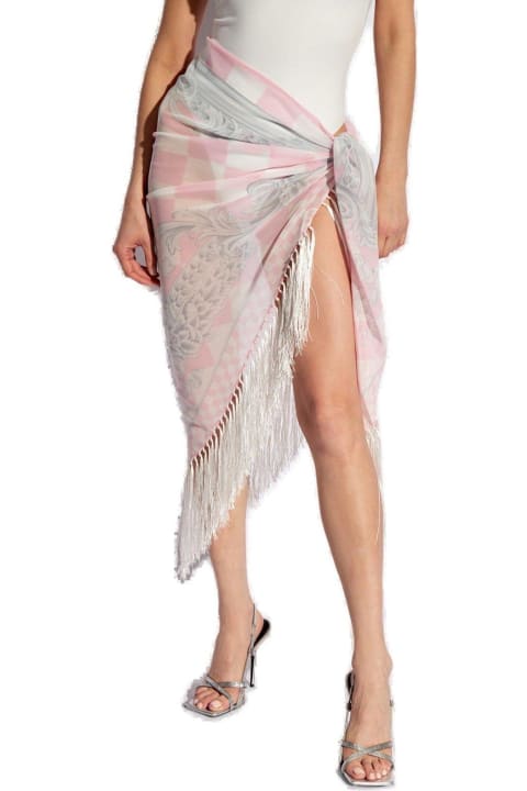 Versace Swimwear for Women Versace Barocco-printed Fringed Cover-up