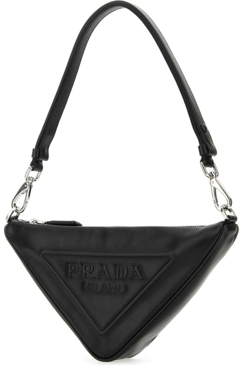 Totes for Women Prada Black Leather Prada Triangle Shoulder Bag