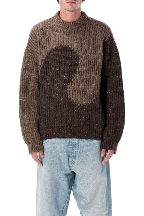 ERL Sweaters for Men ERL Erl Brown Swirl Wool Crewneck Sweater