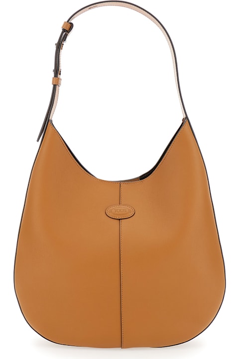 Homeware Tod's Brown Hobo Bag With Contrasting Edges In Leather Woman