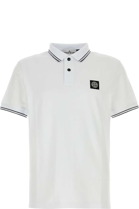 Topwear for Men Stone Island White Stretch Piquet Polo Shirt