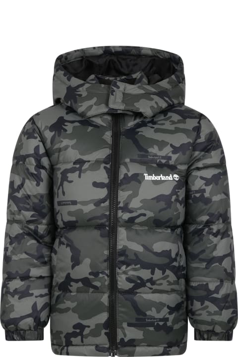 Timberland Coats & Jackets for Boys Timberland Green Down Jacket For Boy With Logo