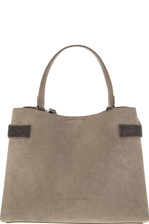 Brunello Cucinelli Totes for Women Brunello Cucinelli Suede Bag With Precious Bands