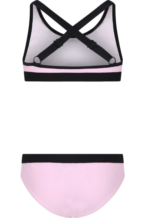 Rykiel Enfant Swimwear for Girls Rykiel Enfant Pink Bikini For Girl With Logo And Heart