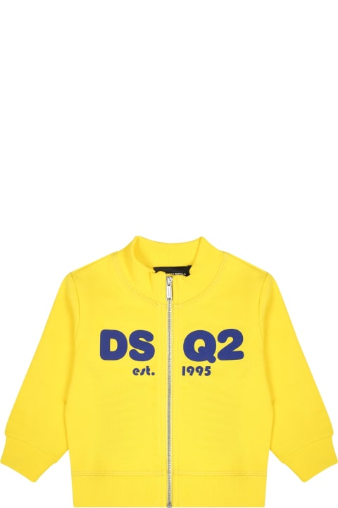 ベビーボーイズ Dsquared2のニットウェア＆スウェットシャツ Dsquared2 Yellow Sweatshirt For Boy With Logo