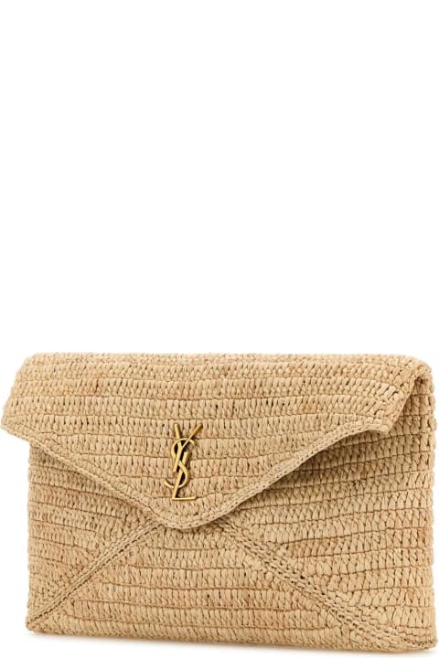 Saint Laurent Raffia Large Cassandre Pouch