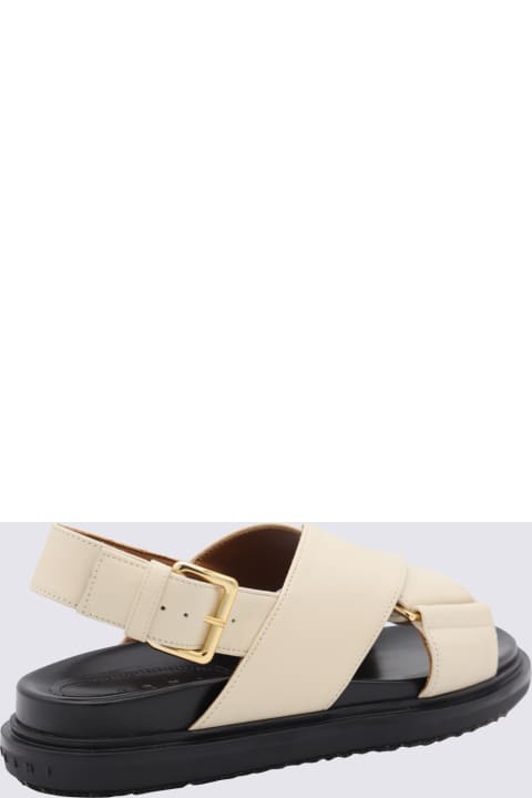 ウィメンズ サンダル Marni Silk White Leather Fussbett Sandals