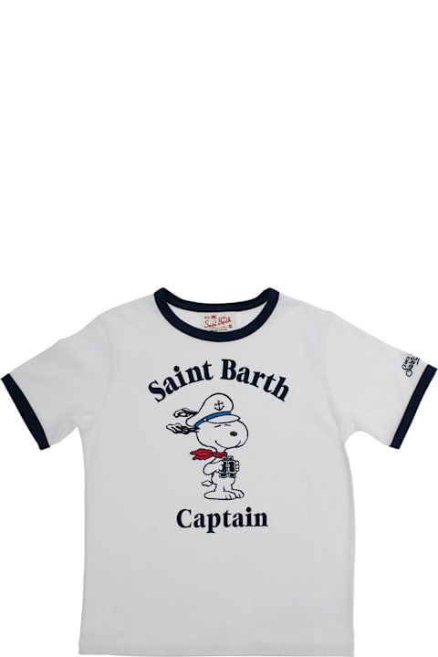 MC2 Saint Barth for Baby Boys MC2 Saint Barth 'dean Jr' White T-shirt With Round Neck And Maxi Logo Print On The Front In Cotton Baby