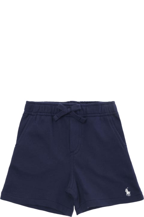 Polo Ralph Lauren Bottoms for Baby Girls Polo Ralph Lauren Blue Shorts With Pony Embroidery In Cotton Baby