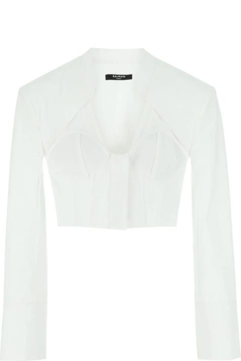 Topwear for Women Balmain White Poplin Shirt