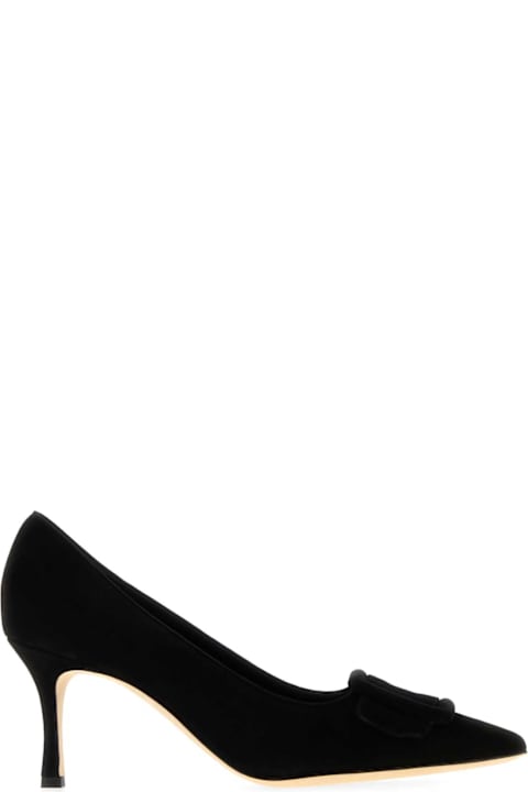 Manolo Blahnik Black Suede Maysale Pumps