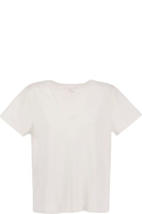 ウィメンズ Majestic Filaturesのトップス Majestic Filatures Crew-neck T-shirt In Linen And Short Sleeve