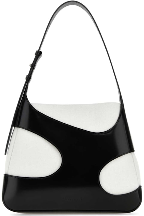 Ferragamo Bags for Women Ferragamo Two-tone Leather And Canvas Cut Out L Shoulder Bag