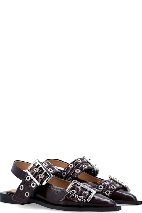 Ganni Feminine Buckle Ballerinas