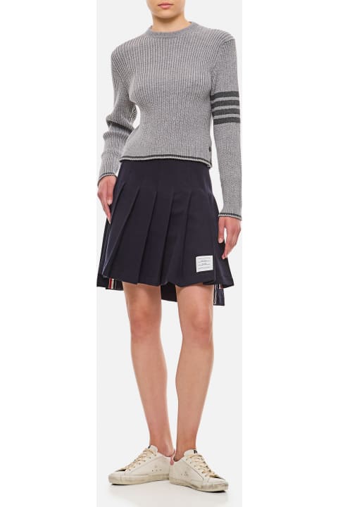 Thom Browne Sweaters for Women Thom Browne Merino Wool Baby Cable Cropped Crew Neck Pullover