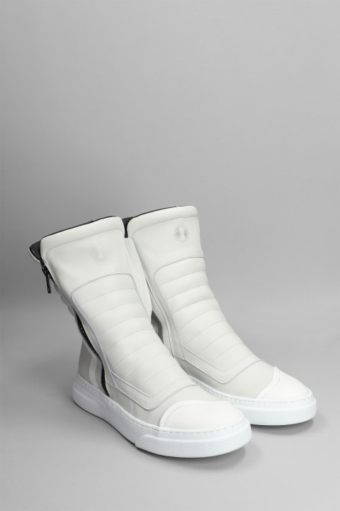 Moto Sneakers In White Leather