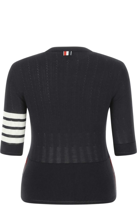 Thom Browne for Women Thom Browne Navy Blue Cotton Blend Sweater