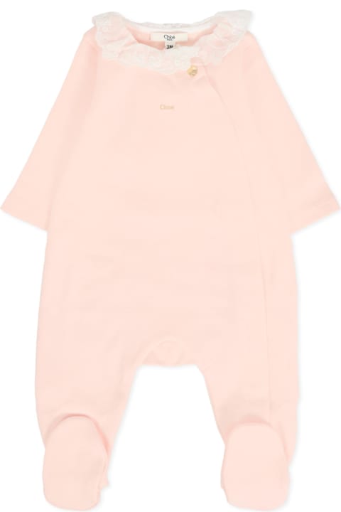 Homeware Chloé Pink Babygrow Set For Baby Girl With Logo