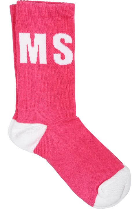 MSGM Underwear for Girls MSGM Fuchsia Socks For Kids With Logo