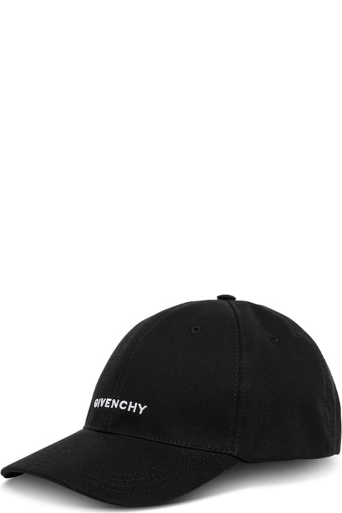 Hats for Men Givenchy Givenchy Man's Black Cotton Blend Hat With Logo