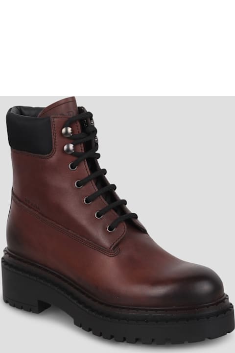 Homeware Prada Prada Leather And Re-nylon Ankle Boots