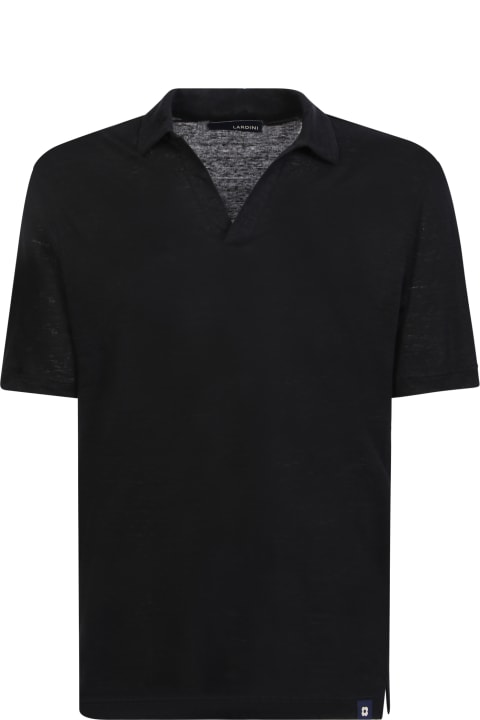 Lardini for Men Lardini Linen Polo Black Shirt