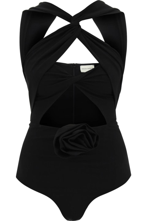 Swimwear for Women Magda Butrym Cut-out Bodysuit With Rose Applique