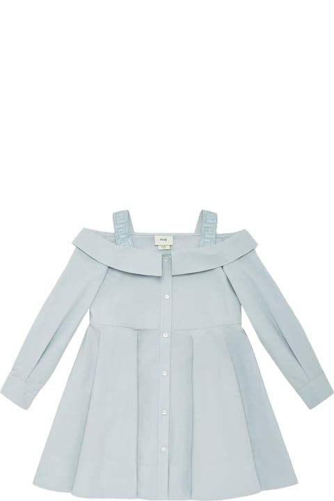 Fendi for Girls Fendi Pale Blue Poplin Dress