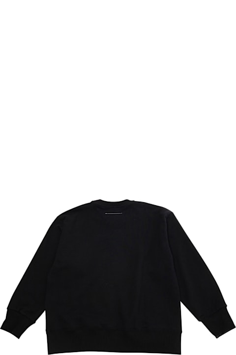 Homeware MM6 Maison Margiela Black Crewneck Sweatshirt With Front Logo Print In Cotton Boy