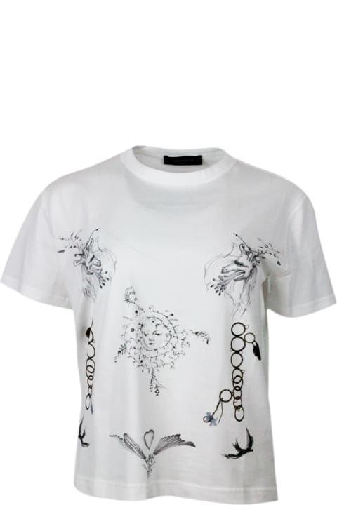 Fabiana Filippi for Women Fabiana Filippi Oversized Short-sleeved Crew-neck T-shirt In Fine Cotton Jersey With Chain Print