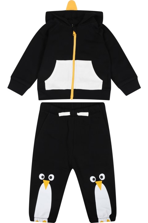 Bottoms for Baby Boys Stella McCartney Kids Black Suit For Baby Boy With Print