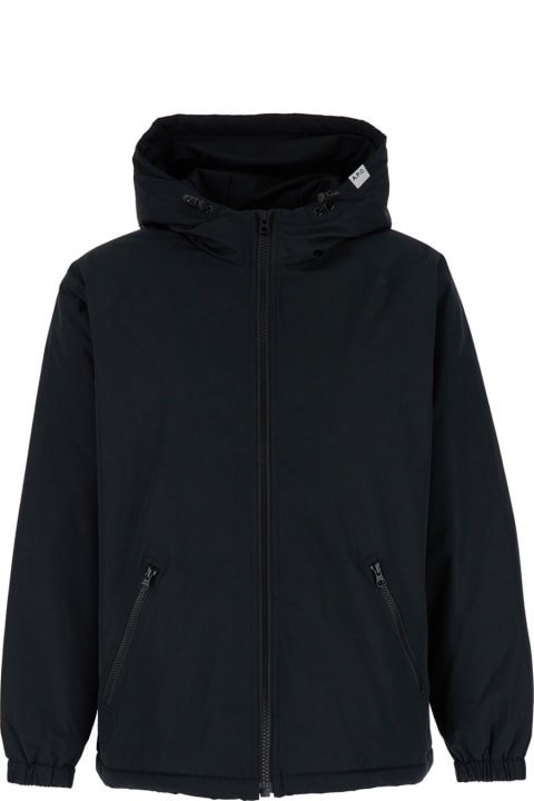 Clothing for Men A.P.C. 'youri' Blue Hooded Jacket With Logo Patch In Tech Fabric Man