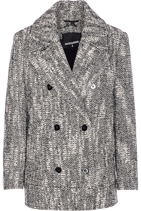 Patrizia Pepe for Kids Patrizia Pepe Chevron Double Breasted Coat