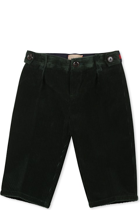 Gucci Bottoms for Baby Girls Gucci Green Trousers For Baby Boy With Web Detail