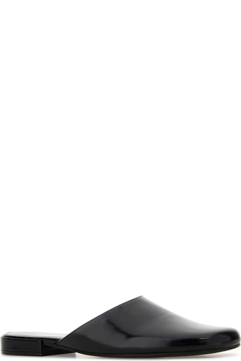 The Row for Kids The Row Black Leather Penelope Slippers