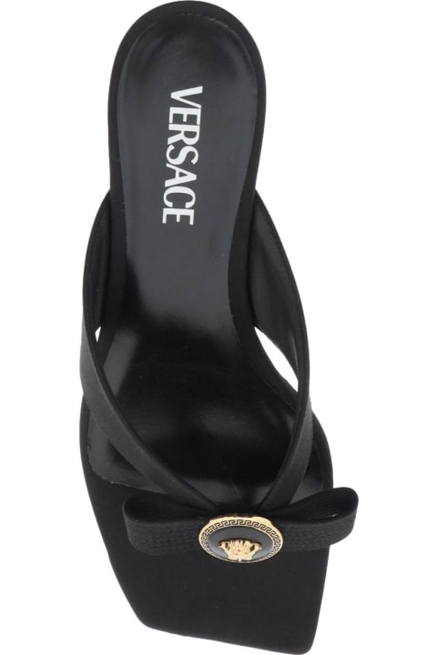 Shoes Sale for Women Versace Gianni Ribbon Thong Mules