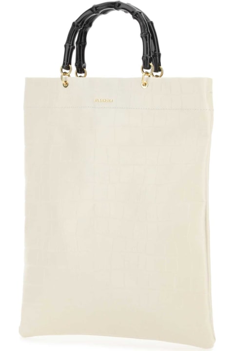 ウィメンズ Jil Sanderのトートバッグ Jil Sander Ivory Leather Medium Shopping Bag