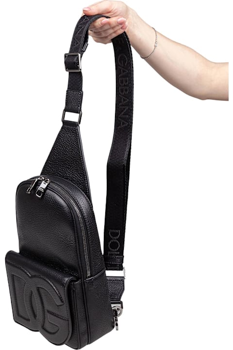 Dolce & Gabbana Backpacks for Men Dolce & Gabbana Leather Backpack With Embossed Dg Logo