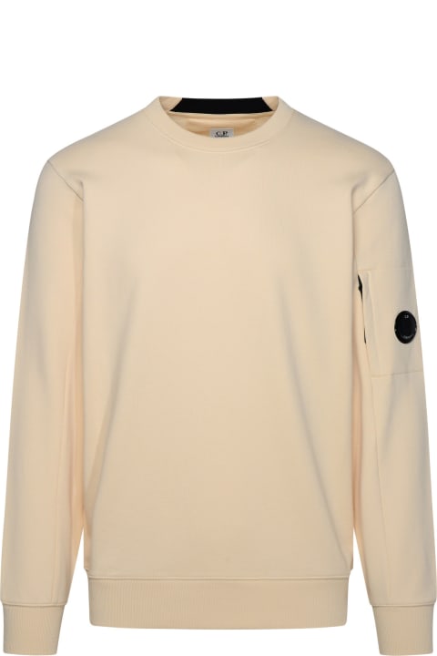 Fleeces & Tracksuits for Men C.P. Company 'diagonal Raised Fleece' Beige Cotton Sweatshirt