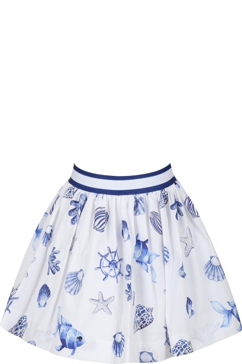 Bottoms for Girls Monnalisa White Skirt For Girl With Shells Print
