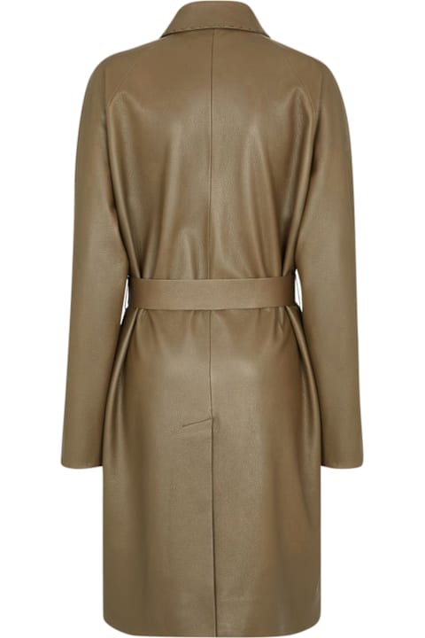 Fendi Coats & Jackets for Women Fendi Green Leather Overcoat