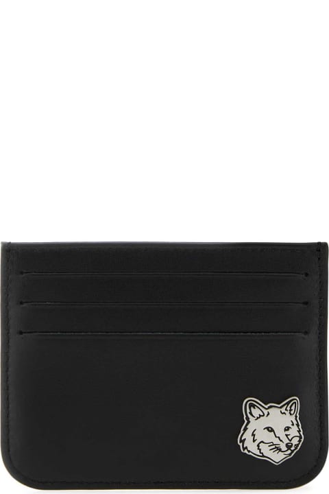 Wallets for Men Maison Kitsuné Black Leather Card Holder