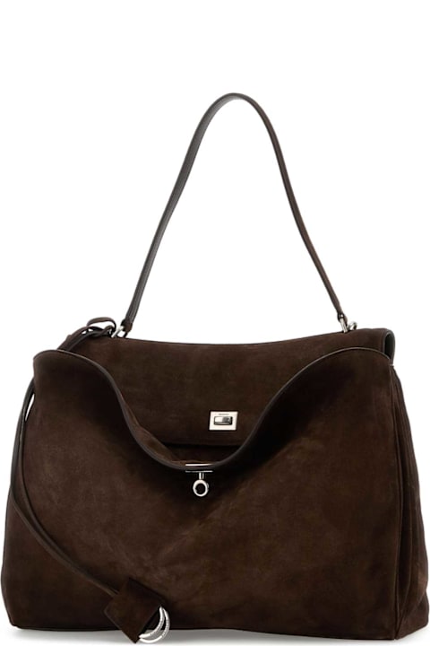 Balenciaga لـ Kids Balenciaga Dark Brown Suede Large Rodeo Handbag