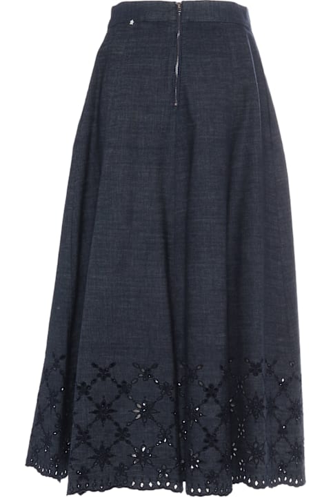 Homeware Lorena Antoniazzi Denim Skirt With Embroidery