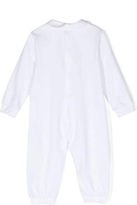 Il Gufo for Kids Il Gufo White Stretch Jersey Playsuit With Rabbit Motif