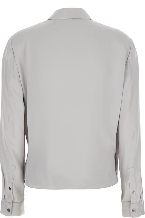 Homeware Theory Metallic Blouse With Peak Revers And Crossover Neck In Silk Woman