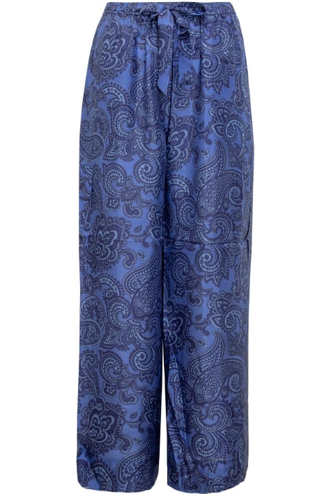 Zimmermann Pants & Shorts for Women Zimmermann Ottie Relaxed Pant Blue Paisley Silk Habotai Pants